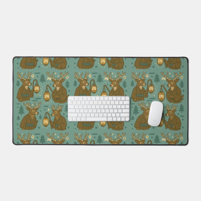 Alfrombrillas De Escritorio Ciervo Samurái con Linterna de Juego  (Teclado y ratón)
