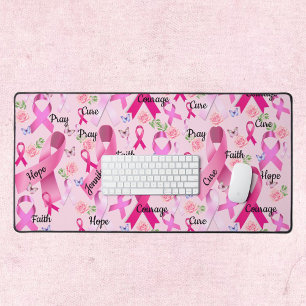 Alfrombrillas De Escritorio Cinta rosa Personaliza Palabras y Nombre Cáncer de