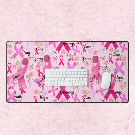 Alfrombrillas De Escritorio Cinta rosa Personaliza Palabras y Nombre Cáncer de