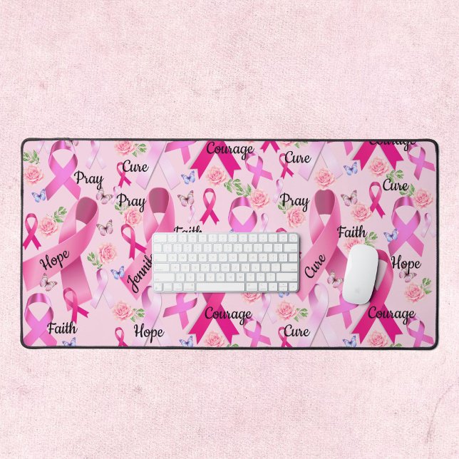 Alfrombrillas De Escritorio Cinta rosa Personaliza Palabras y Nombre Cáncer de (Subido por el creador)