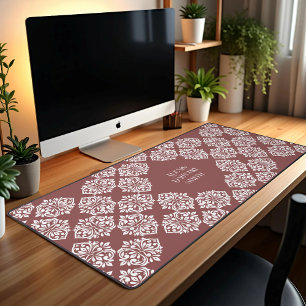 Alfrombrillas De Escritorio Clásico Damask Regencia Geométrica Pastel Rojo