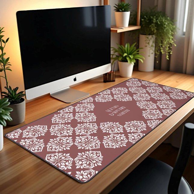 Alfrombrillas De Escritorio Clásico Damask Regencia Geométrica Pastel Rojo (Subido por el creador)