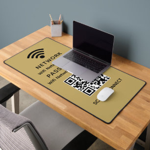Alfrombrillas De Escritorio Código QR Wifi Simple Elegante Dorado Contraseña d