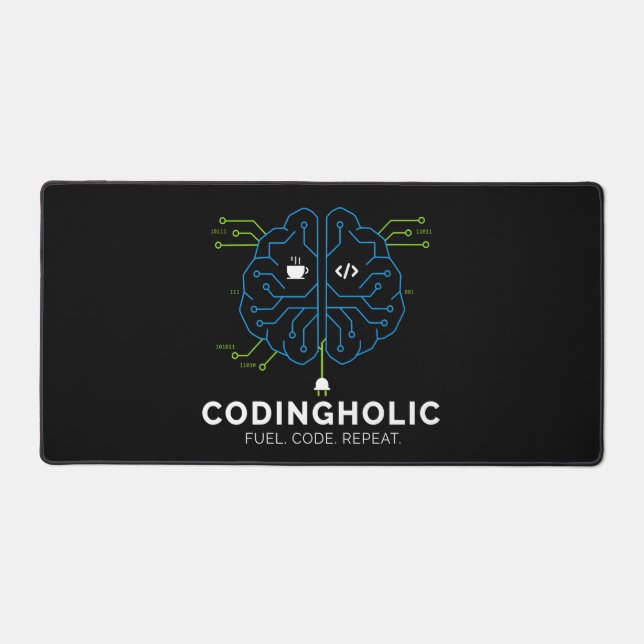 Alfrombrillas De Escritorio Codingholic Tech Brain Dark Programmer & Coders (Anverso)