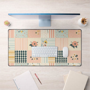 Alfrombrillas De Escritorio Colcha de patchwork floral coralpastel cottagecore