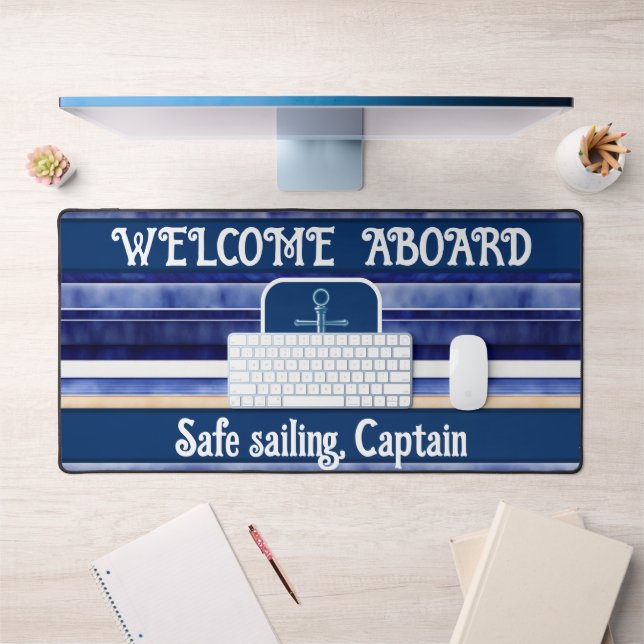 Alfrombrillas De Escritorio Colección de franjas de barco moderno azul de la m (Oficina 1)