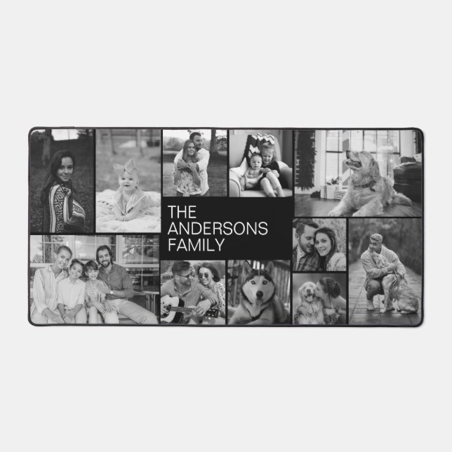 Alfrombrillas De Escritorio Collage de fotos familiar simple en blanco y negro (Anverso)