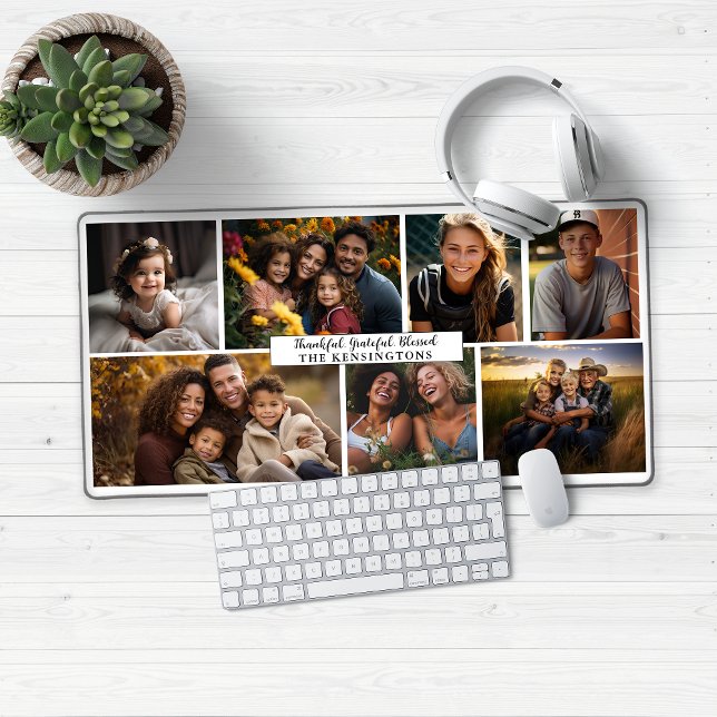 Alfrombrillas De Escritorio Collage de fotos moderno personalizado (Modern Photo Collage Desk Mat Mouse Pad)