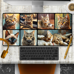 Alfrombrillas De Escritorio Collage de fotos personalizadas de gatos lindos