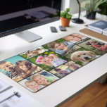 Alfrombrillas De Escritorio Collage de fotos personalizado<br><div class="desc">Rellene su espacio de trabajo con esta moderna alfombra de personalizado con un collage de 9 fotos favoritas de familia,  amigos,  mascotas,  recuerdos,  etc.,  sobre un fondo negro.</div>