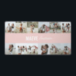 Alfrombrillas De Escritorio Collage de fotos personalizado moderno mínimo simp<br><div class="desc">Moderna tipografía minimalista grisácea rosa y franja blanca elegante collage multifoto único diseño personalizado de alfombras de escritorio de regalo.</div>