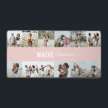 Alfrombrillas De Escritorio Collage de fotos personalizado moderno mínimo simp<br><div class="desc">Moderna tipografía minimalista grisácea rosa y franja blanca elegante collage multifoto único diseño personalizado de alfombras de escritorio de regalo.</div>