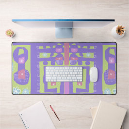 Alfrombrillas De Escritorio Color floral Decnic Ethnic Print Purple Green Whit