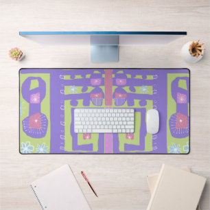 Alfrombrillas De Escritorio Color floral Decnic Ethnic Print Purple Green Whit