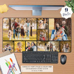 Alfrombrillas De Escritorio Color sencillo de Personalizado de 9 Collages de f<br><div class="desc">Cree su propia alfombra de mesa de fotos en color personalizado utilizando esta plantilla de collage de fotos fácil de cargar con 9 imágenes de diferentes formas y tamaños y personalizada con un nombre, monograma o texto en su elección de estilos de fuente y color. Puede eliminar el texto de...</div>