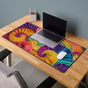 Alfrombrillas De Escritorio Conchas Cromáticas: Mosaico Espiral Vibrante