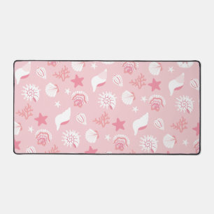 Alfrombrillas De Escritorio Conchas de mar y coral rosa pastel sin costuras