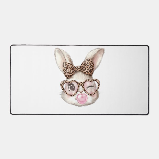 Alfrombrillas De Escritorio Conejo de Pascua Gafas Bonitas Leopardo Conejo Con (Anverso)
