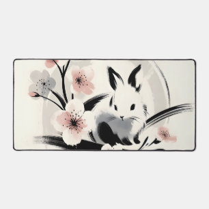 Alfrombrillas De Escritorio Conejos de tinta minimalista Zen Flor de cerezo