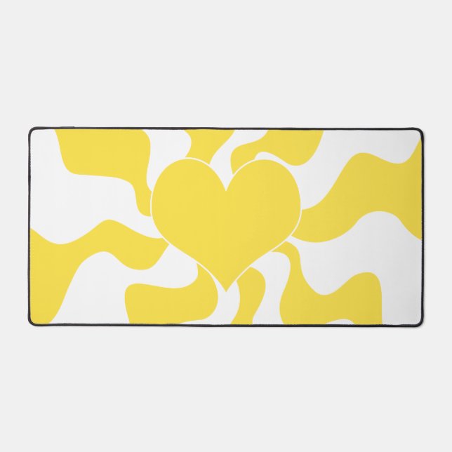 Alfrombrillas De Escritorio Corazón - Amarillo limón y blanco (Anverso)