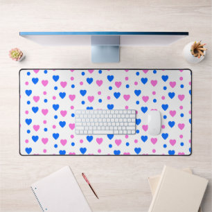 Alfrombrillas De Escritorio Corazón rosa y azul y patrón de puntos de polka