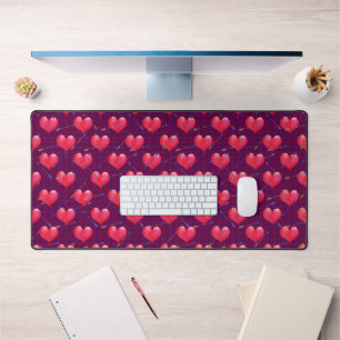 Alfrombrillas De Escritorio Corazones y flechas rosadas puras con puntos