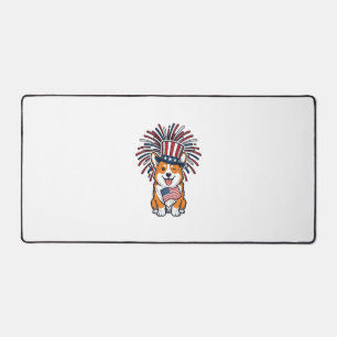 Alfrombrillas De Escritorio Corgi Patriótico Fuegos Artificiales Diseño Vector