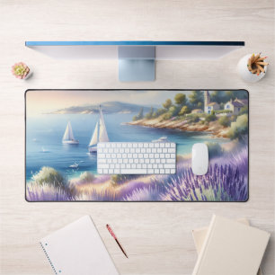 Alfrombrillas De Escritorio Costa mediterránea de Lavanda con veleros