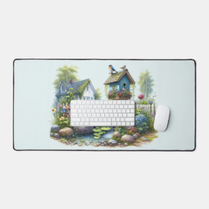 Alfrombrillas De Escritorio Cottagecore Pajarera Jardín Acuarela