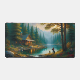 Alfrombrillas De Escritorio Cozy Lakeside Cabin Family Fishing Woodland 