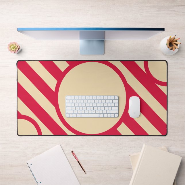 Alfrombrillas De Escritorio Crimson & Beige Diagonal Circle Mat – Customizable (Oficina 1)