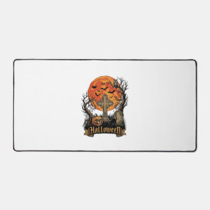 Alfrombrillas De Escritorio Cruz de Halloween Lápida Calavera Calabaza Gato Ne