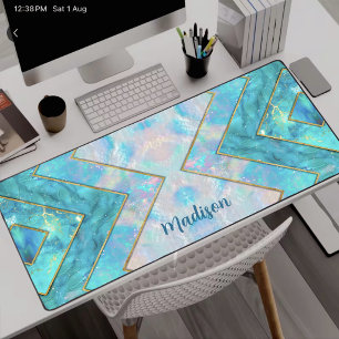 Alfrombrillas De Escritorio Cuaderno de bocetos azul chic holográfico femenino