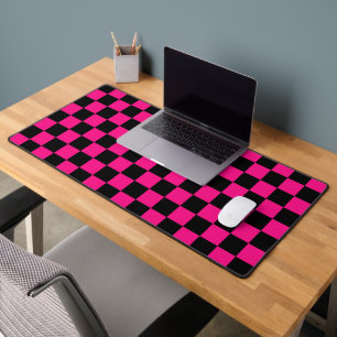Alfrombrillas De Escritorio Cuadrados a cuadros rosa caliente negro geométrico