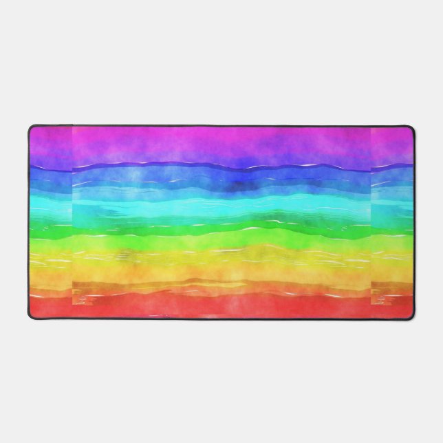 Alfrombrillas De Escritorio Cubierta acuarela Rayas Arcoiris Diseño Moda (Anverso)