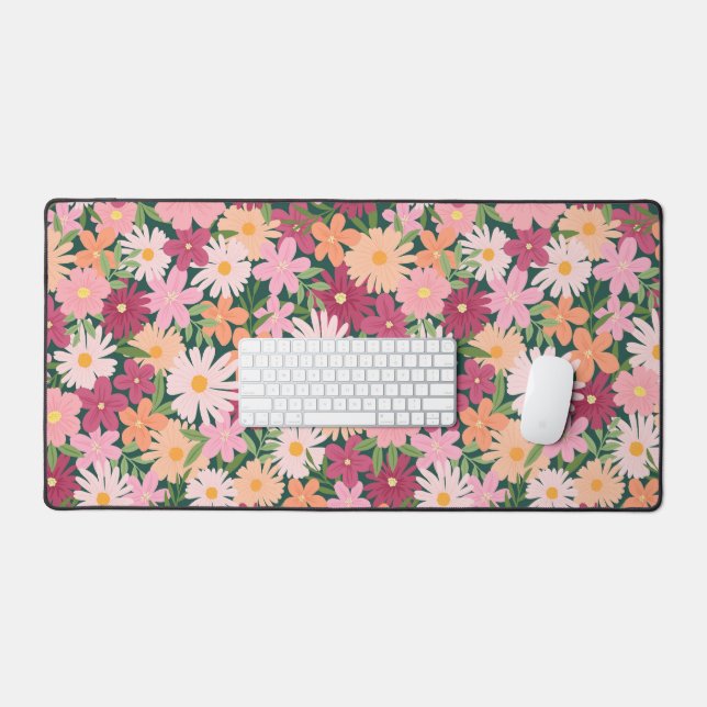 Alfrombrillas De Escritorio Cubierta de escritorio botánico de flores silvestr (Teclado y ratón)