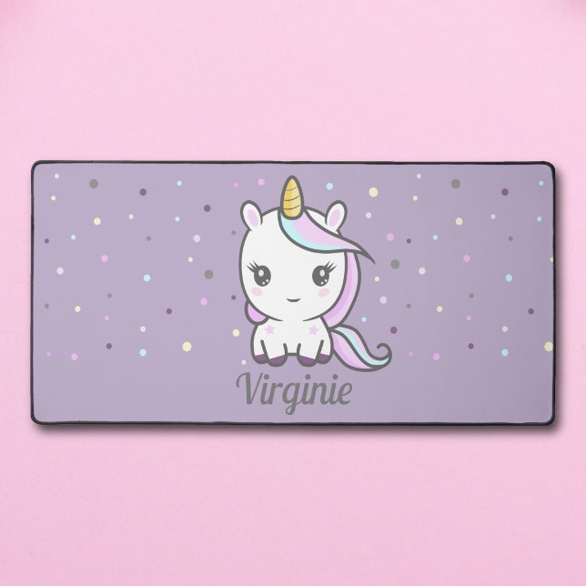 Alfrombrillas De Escritorio Cuchara de escritorio púrpura de unicornio (Cute Unicorn Purple Desk Mat)