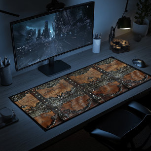 Alfrombrillas De Escritorio Cuero rústico medieval y alfombra de hierro