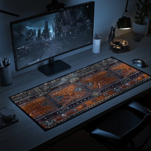 Alfrombrillas De Escritorio Cuero rústico medieval y alfombra de hierro