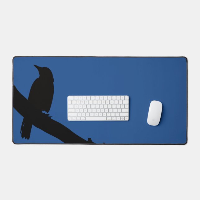 Alfrombrillas De Escritorio Cuervo posado, azul (Teclado y ratón)