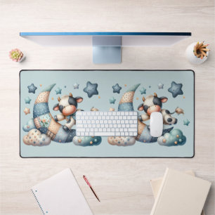 Alfrombrillas De Escritorio Cuidada vaca de patchwork sobre la luna con estrel