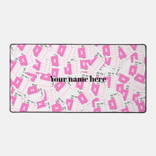 Alfrombrillas De Escritorio Custom Pink Spreadsheet Pattern Desk Mat (Anverso)