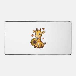 Alfrombrillas De Escritorio Cute Baby Giraffe Sunflower Vintage Engraving Tee_