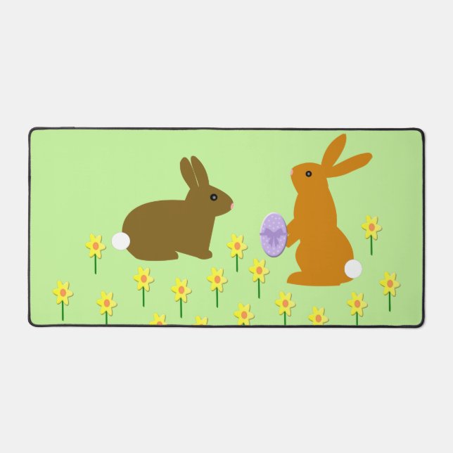 Alfrombrillas De Escritorio Cute conejitos de Pascua y Daffodils (Anverso)