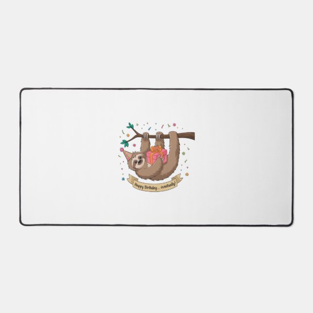 Alfrombrillas De Escritorio Cute Funny Sloth Happy Birthday (Anverso)