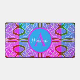 Alfrombrillas De Escritorio Cute Girly Whimsical Arte Folclórico Rosa Azul Púr