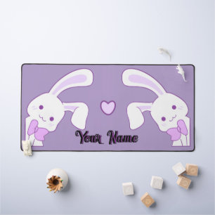 Alfrombrillas De Escritorio Cute Kawaii Pastel Morado Conejo Nombre Personaliz