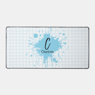 Alfrombrillas De Escritorio Cute Pastel Azul Gingham Pattern Mat