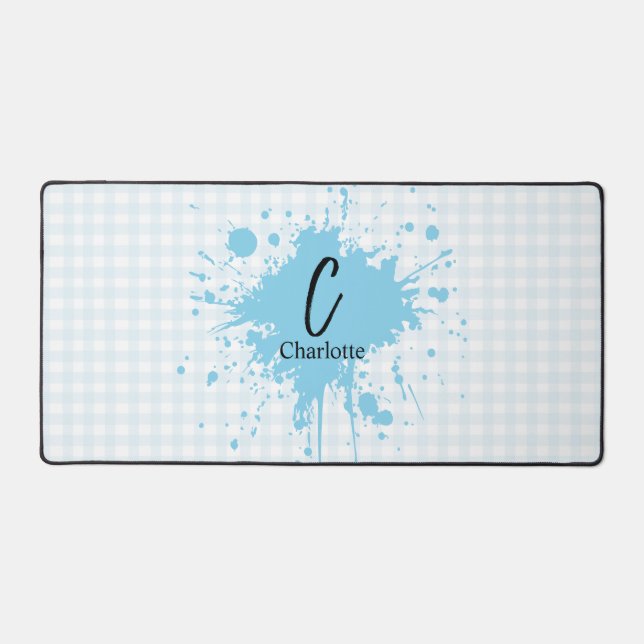 Alfrombrillas De Escritorio Cute Pastel Azul Gingham Pattern Mat (Anverso)