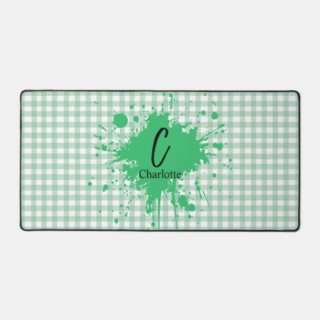 Alfrombrillas De Escritorio Cute Pastel Green Gingham Pattern Mat (Anverso)